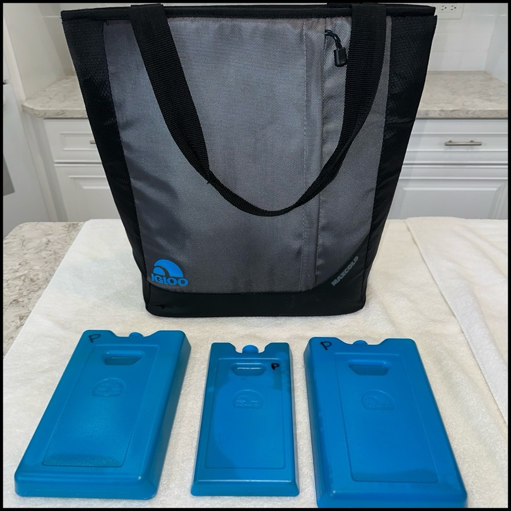 Igloo🧊MaxCold Cooler Bag Backpack Blue Ice Packs (3) Like New Great Condition 👌🏼